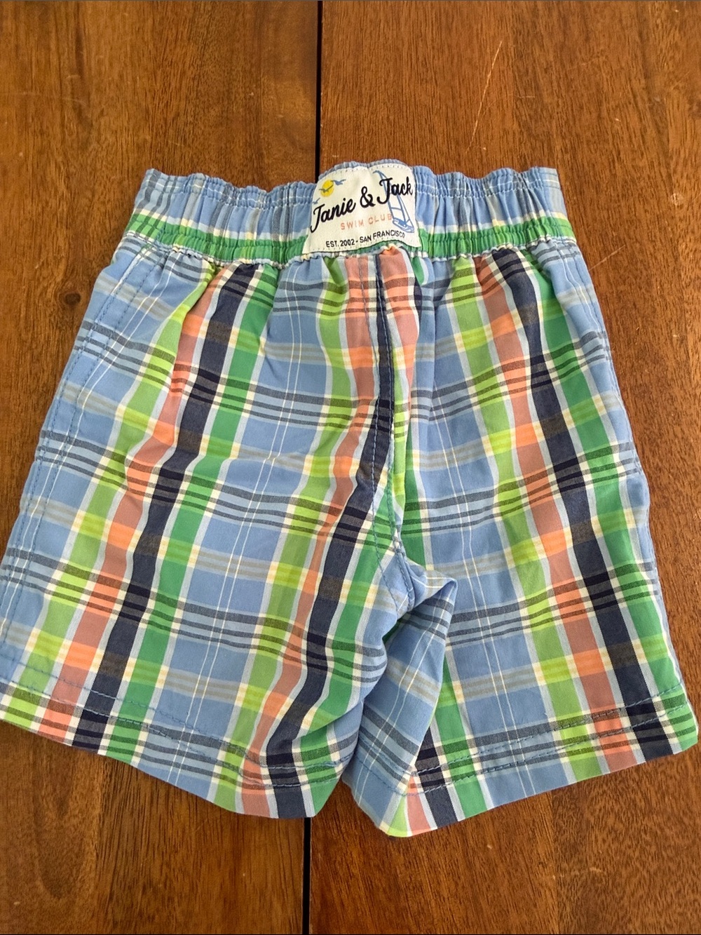 Janie & Jack NWOT Kids Plaid Swim Shorts 3-6 months